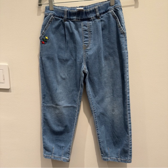 I Love J - Denim Jeans Kids Stitched Green,Red,Yellow Design Size 2 XL - Picture 4 of 6